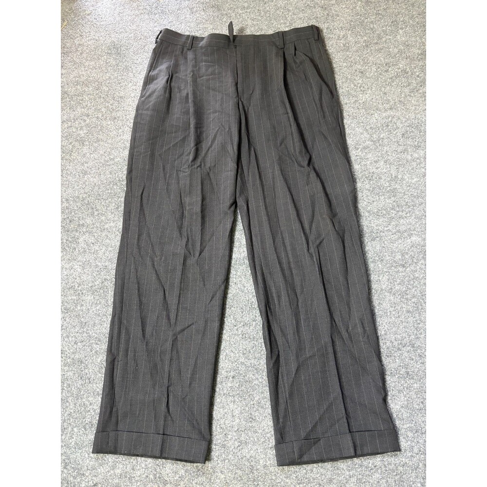 Brooks Brothers Dress Pants Mens 37 / 31 Black Pin Striped Wool Blend